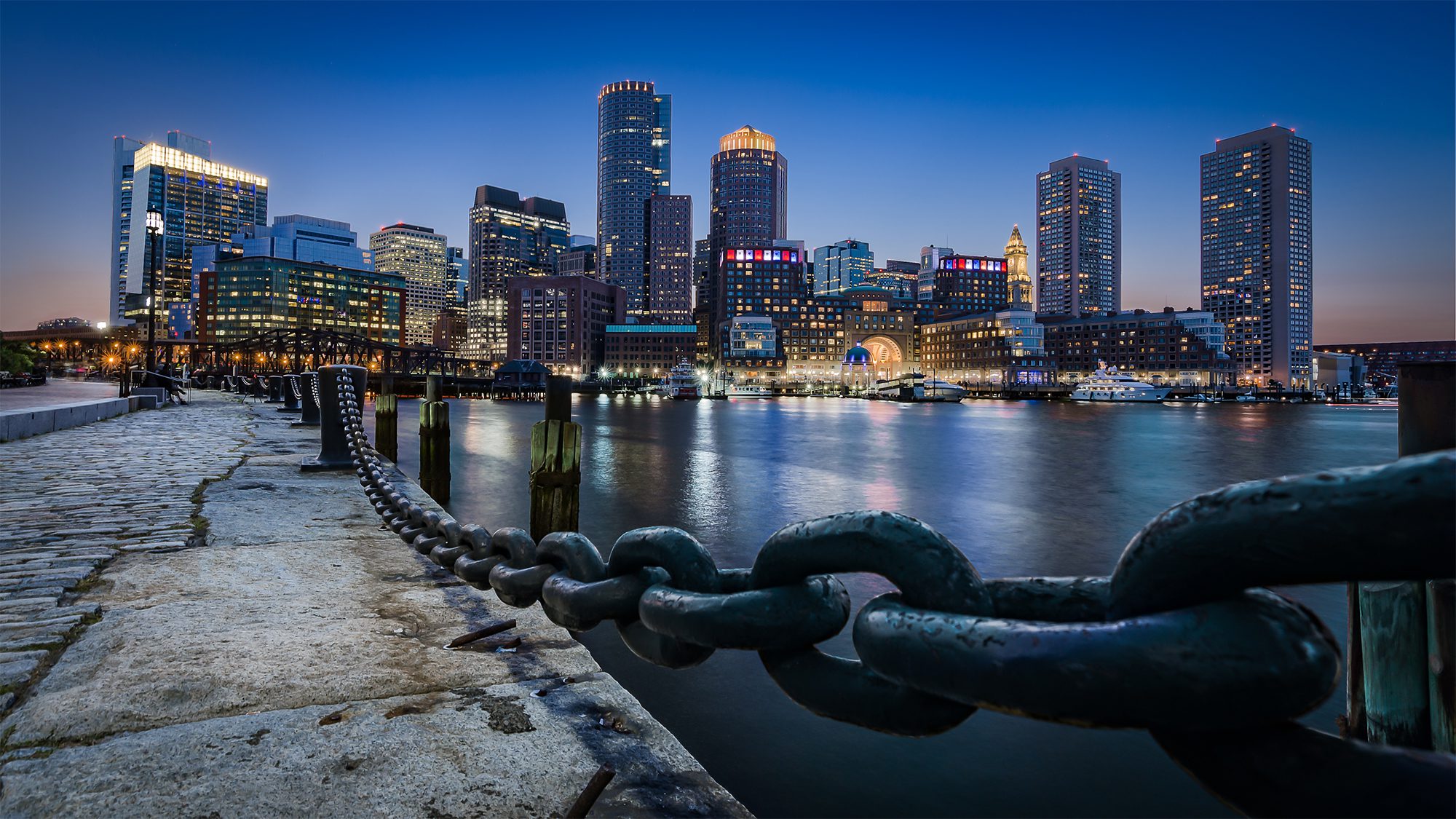 Boston view from fan pier park