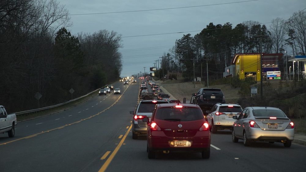 South Carolina highway 49 one evening in January