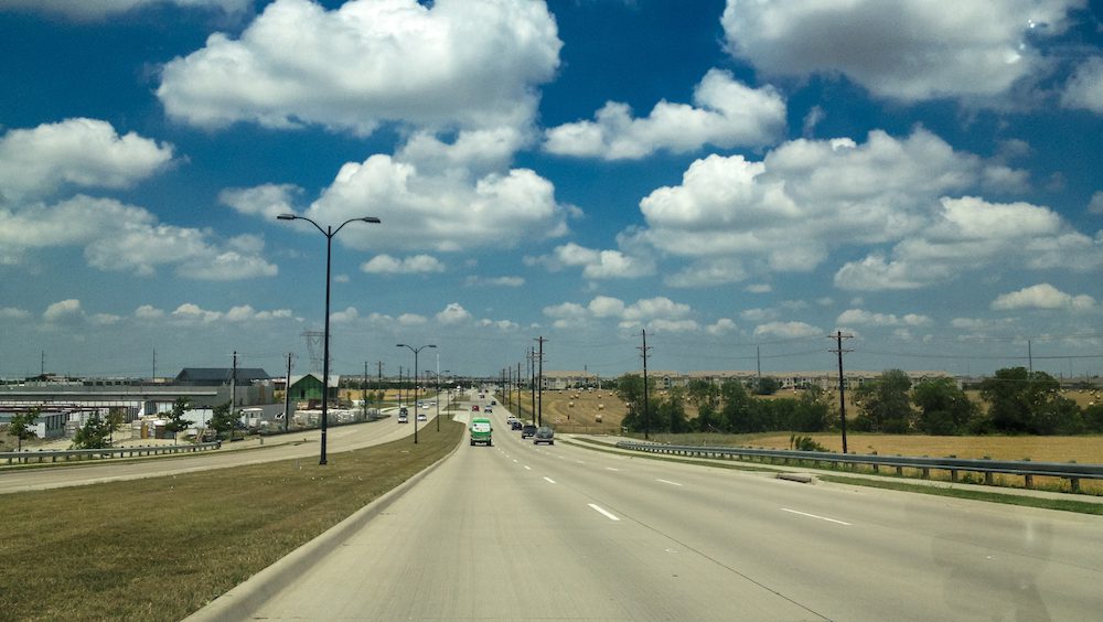 Wide spacious roadways of the fast growing city of Frisco, Texas.