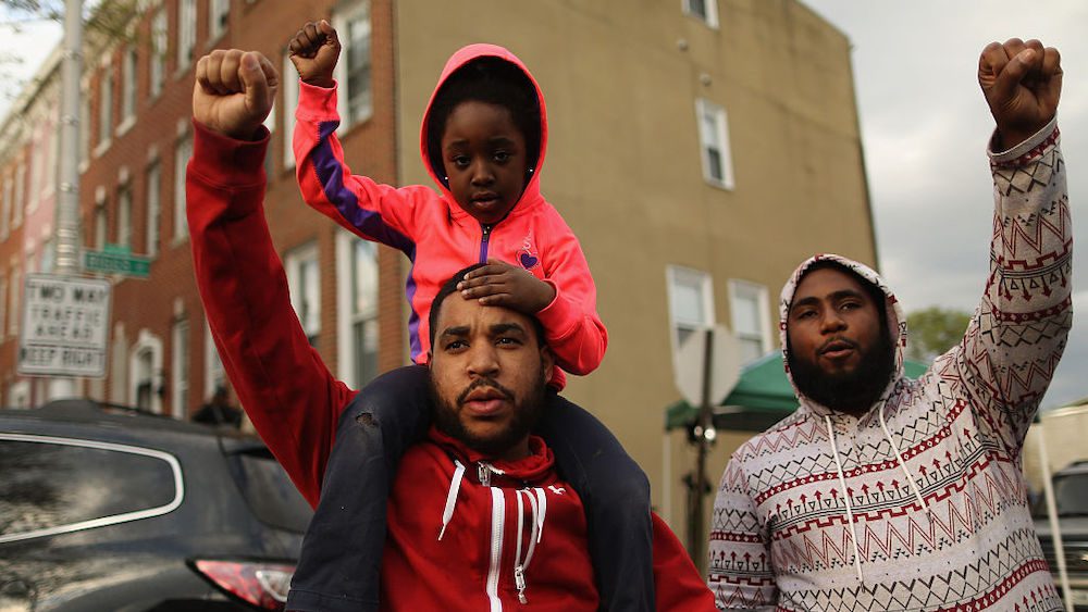 Black family protesting