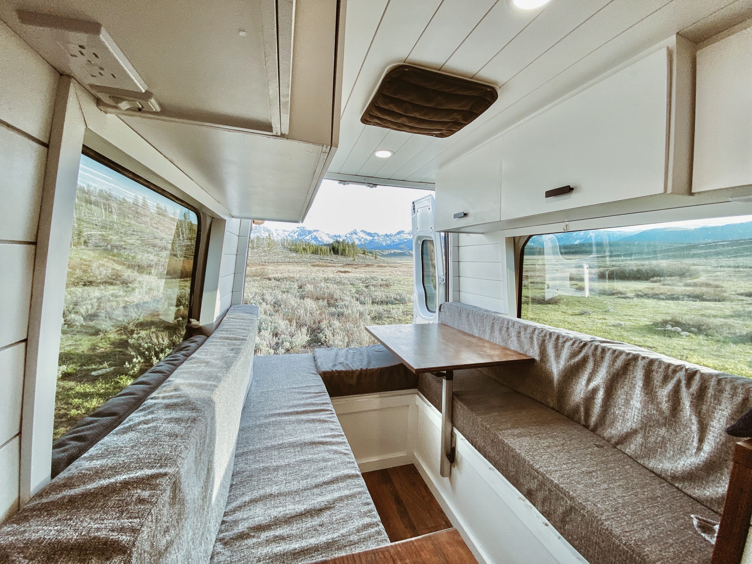 The lounge/dining area converts to a bed. 