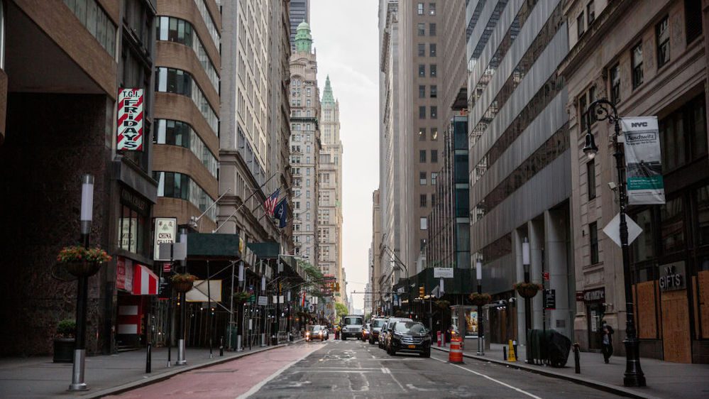 Morning rush hour in Manhattan during the pandemic, June 2020