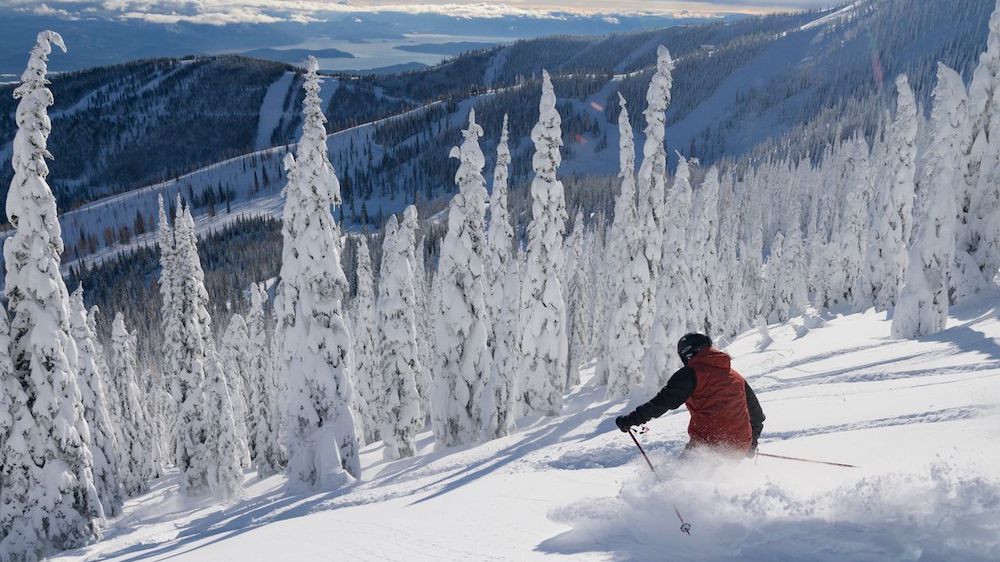 Skiing Schweitzer Mountain outside Sandpoint, Idaho.