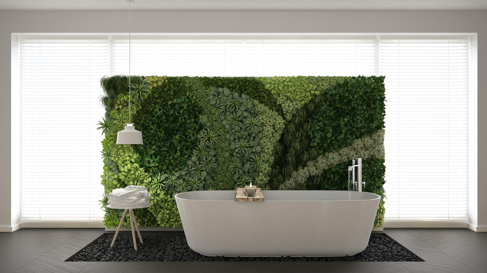 Bathroom with living wall