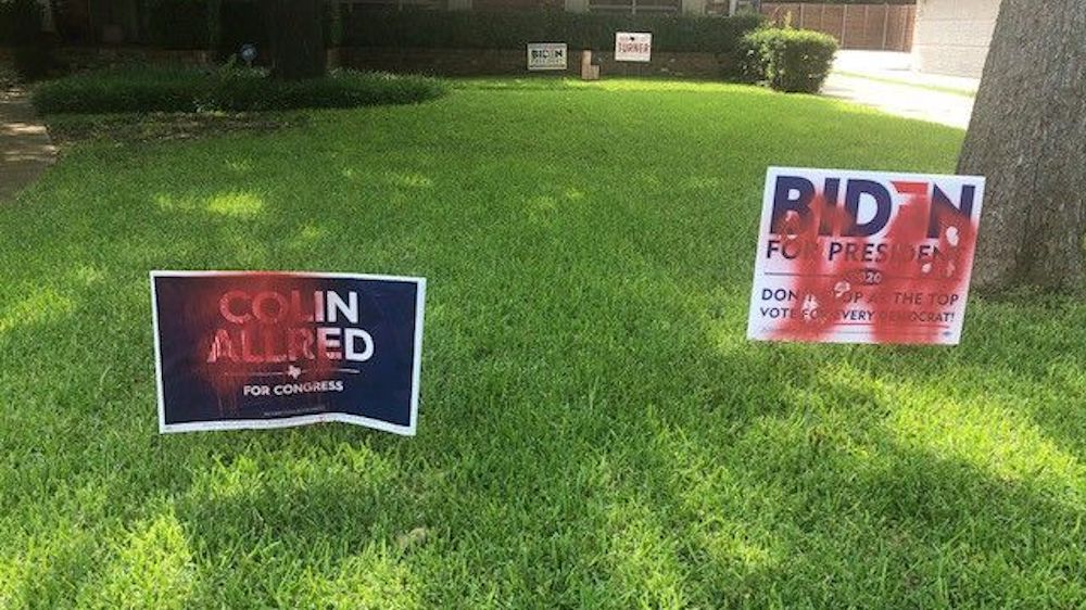 The Biden signs in Gaylene Lonergan's Dallas front yard were defaced before the election.