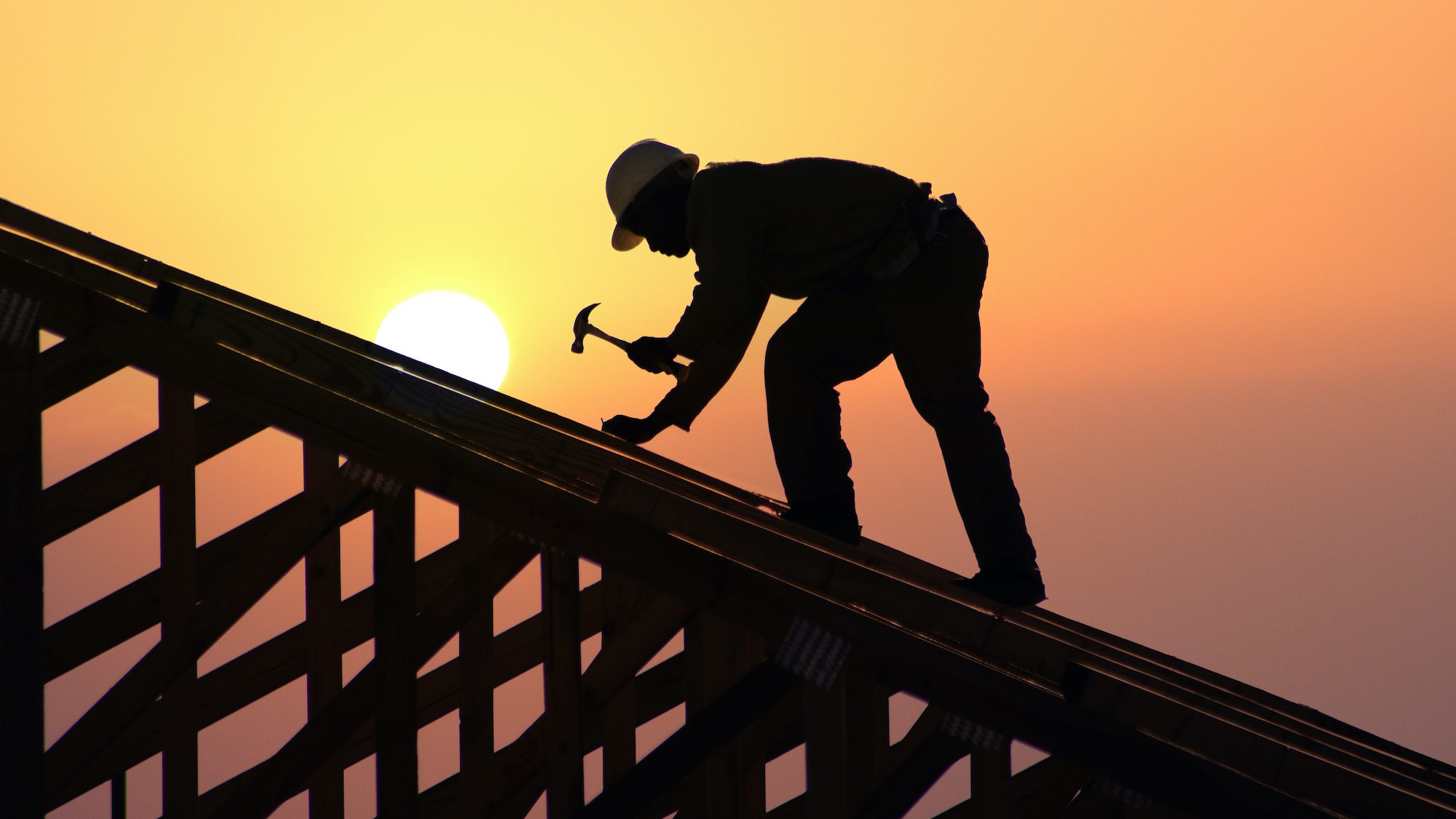 Construction worker on roof