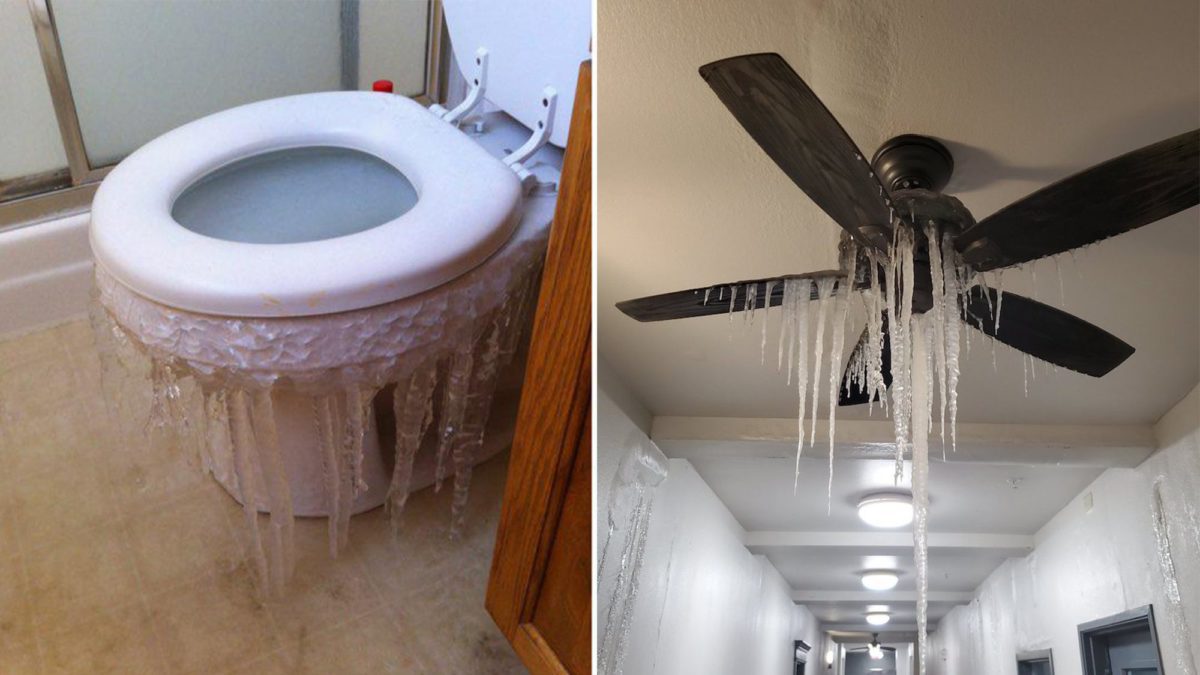 Icicles on fan, toilet in Texas