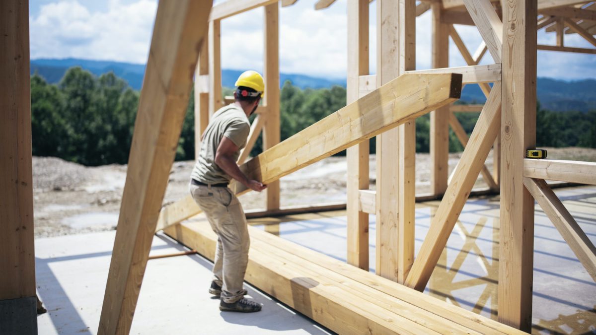 Construction worker building home