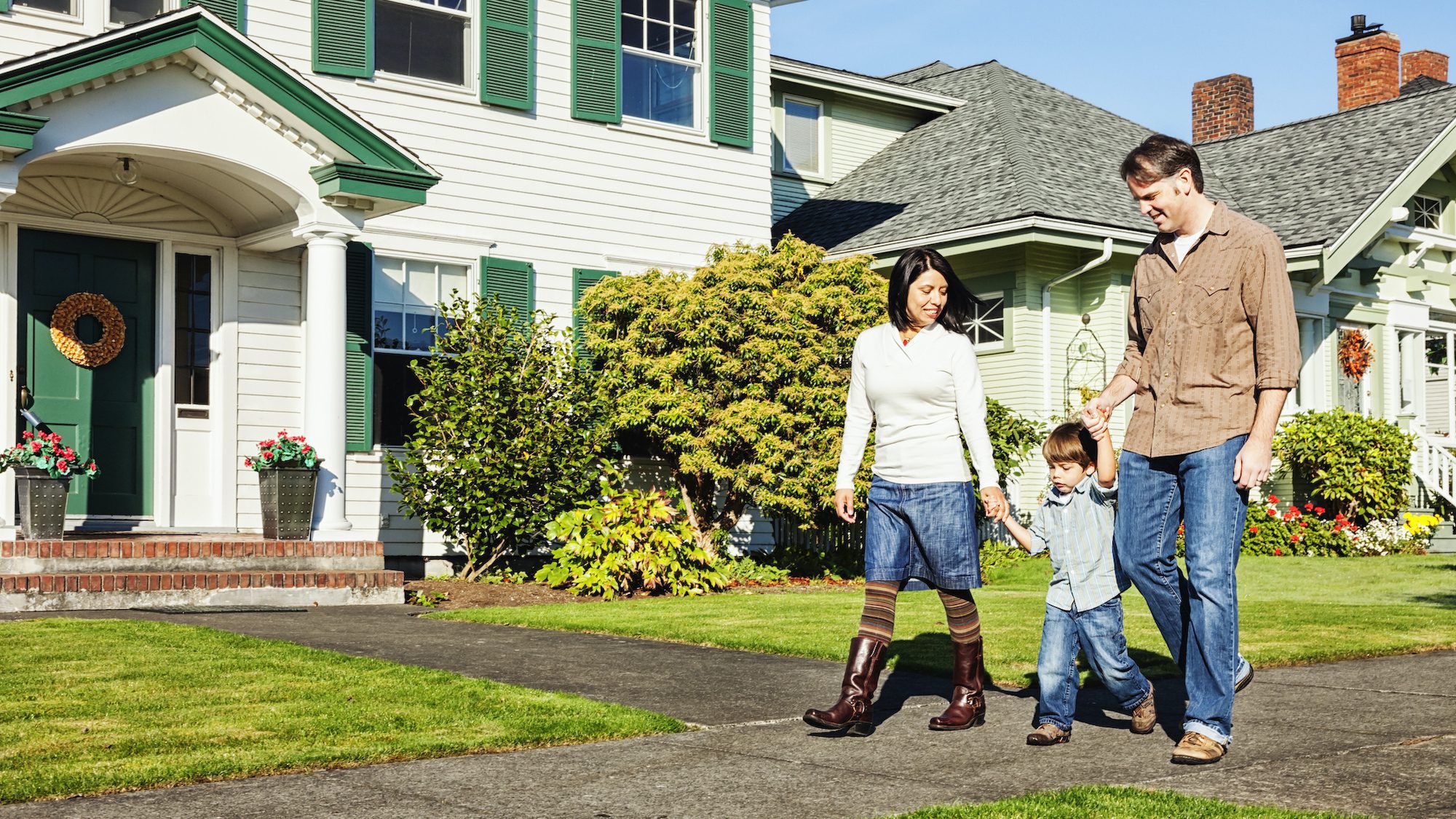 Family stroll in the neighborhood