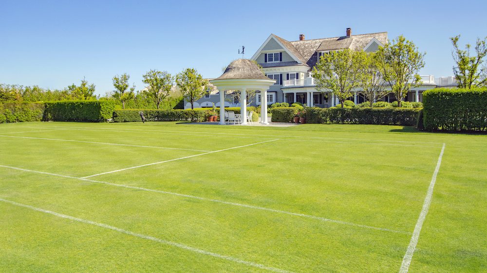 Grass tennis court in Hamptons